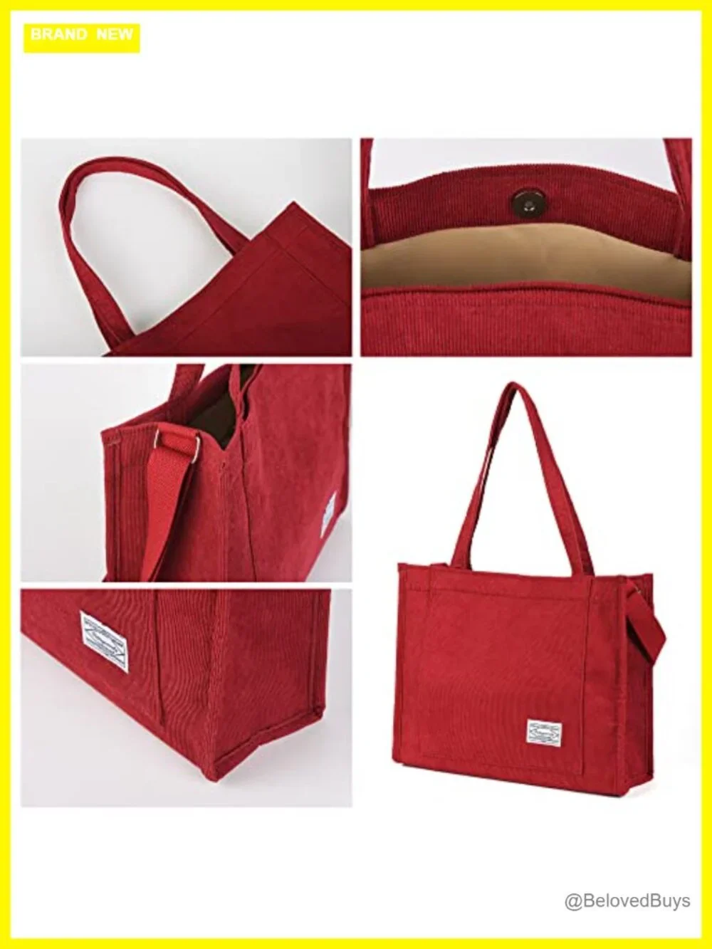 Corduroy Tote Bag Crossbody Shoulder Tote Work Travel Handbag